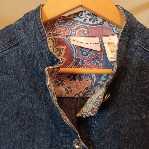 Alfred Dunner Denim Jacket with Floral Lining - Picture 1 of 8